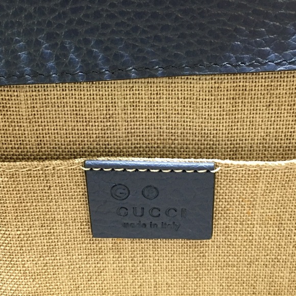 GUCCI INTERLOCKING G LEATHER CROSSBODY / SHOULDER BAG -BLUE -NWT - Picture 6 of 10